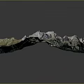 3D Terrain Model Landscape Garden With Mountain Green Vegetation And Blue Lake