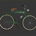 Vintage Green Bicycle With Red Seat Headlight Rear Rack And US Army Star Logo