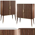Modern Wooden Console And Side Cabinets With Vertical Slat Doors And Brass Legs