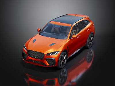 Orange Jaguar Sport SUV With Black Roof Shiny Exterior And Alloy Wheels 3d model