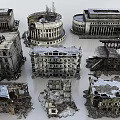 Active Construction Site With Demolished Building Structures Debris And Reconstruction Work
