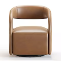 Brown Leather Single Sofa With Modern Design Curved Armrests And Sleek Shape 3d model