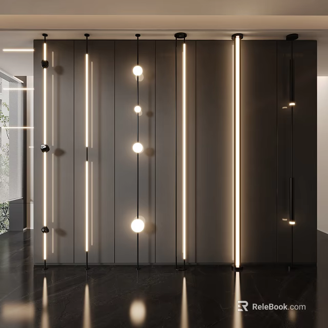 Modern Wall Lamps Featuring Linear Strips And Spherical Lights For Contemporary Ambient Lighting 3d model 
