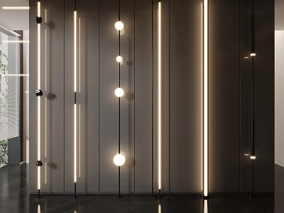 Modern Wall Lamps Featuring Linear Strips And Spherical Lights For Contemporary Ambient Lighting 3d model