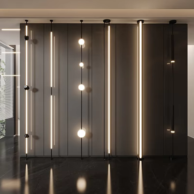 Modern Wall Lamps Featuring Linear Strips And Spherical Lights For Contemporary Ambient Lighting 3d model