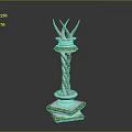 Green Decorative Column With Twisted Pattern Ornate Base And Crown Top