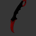 Karambit Knife With Red Sharp Blade And Black Ergonomic Handle Design 3d model