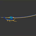 Blue And Gold Decorative Sword With Streamlined Design And Reflective Surface