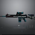 Futuristic Sniper Rifle Design With Scope Blue Accents And Tech Details
