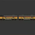 Texas Eagle Vintage Diesel Train With Black Yellow Red Livery And Multiple Carriages