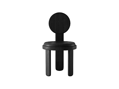 Modern Black Wooden Dining Chair With Round Backrest And Cylindrical Legs 3d model
