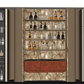 Luxurious Modern Wine Cabinet With Marble Backdrop And Glass Display Shelves