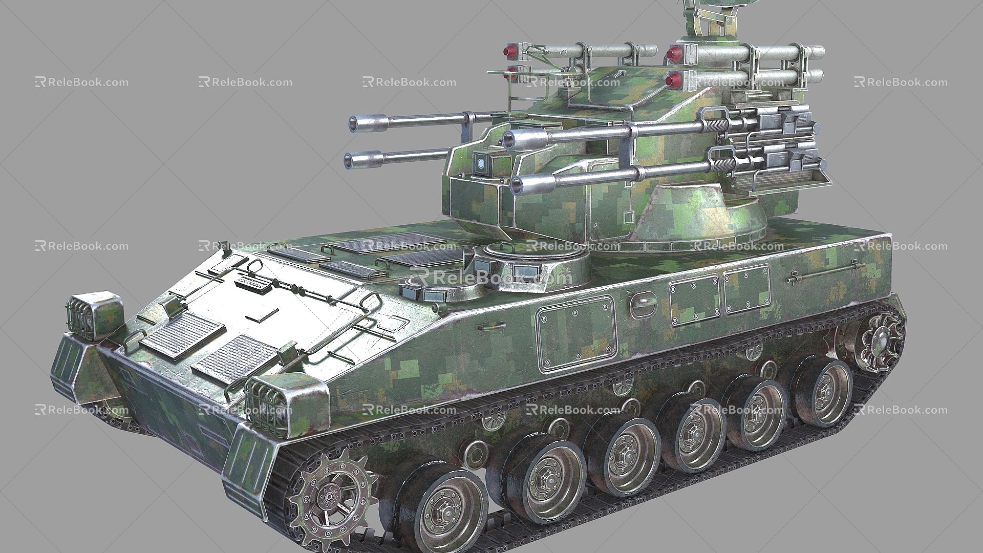 PBR PGZ04 Self-Propelled Antiaircraft Gun PGZ04 4-tube Self-Propelled Antiaircraft Gun 04 Self-Propelled Antiaircraft Gun-shell Air Defense System 3d model