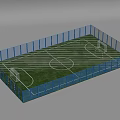 Outdoor Soccer Field With Blue Fence Green Grass And White Lines