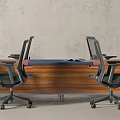 Modern Office Desk Workstation With Ergonomic Chairs Laptop And Potted Plant