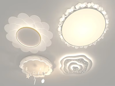 Modern Ceiling Lights With Flower Cloud Shapes And Decorative Circular Design 3d model