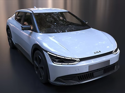 White KIA Electric Car With Modern Sleek Aerodynamic Design And Stylish Headlights 3d model