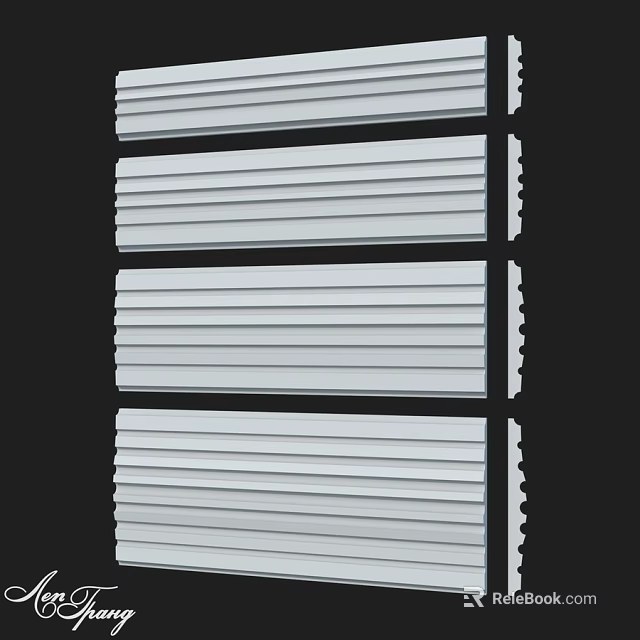 White Parallel Striped Building Components Featuring Grooved Surface And Textured Edges 3d model 