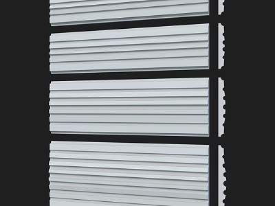 White Parallel Striped Building Components Featuring Grooved Surface And Textured Edges 3d model