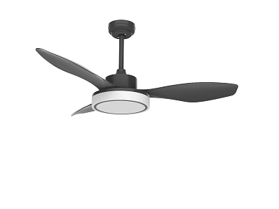 Modern Ceiling Fan With Light Black Blades And White Fixture Design 3d model