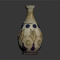 Intricately Carved Ceramic Vase With Beige Body Blue Circular Decorations And Detailed Patterns