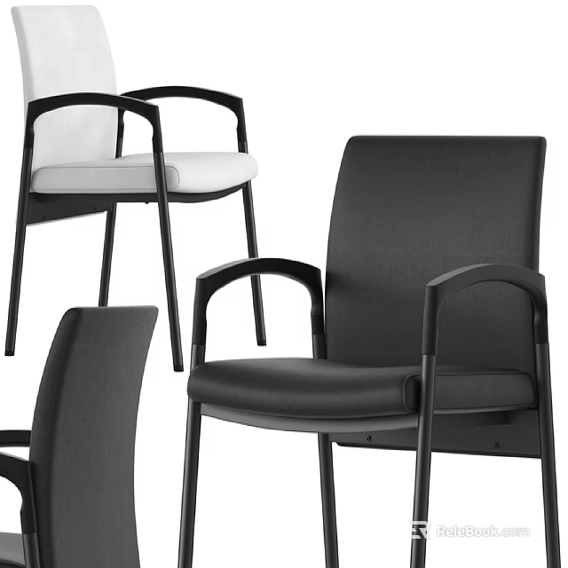 Modern Black Armchair With Metal Frame And Comfortable Upholstered Seat Design 3d model 