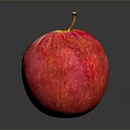 Fresh Ripe Red Apple With Shiny Surface And Stem On Dark Background