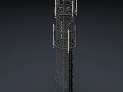 Industrial Communication Tower Tall Metal Structure With Multiple Antennas And Frames 3d model