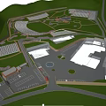 Aerial View Of Industrial Park With Greenery And Solar Panels