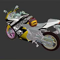 Sporty Yellow And White Motorcycle With Honeycomb Pattern And Sleek Design