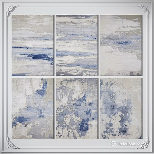 Square Carpet Featuring Abstract Blue Grey Patterns For Modern Interior Decor 3d model