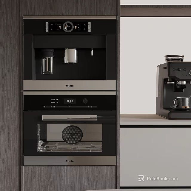 Modern Kitchen With Miele Built in Oven And Coffee Machine Appliances 3d model 