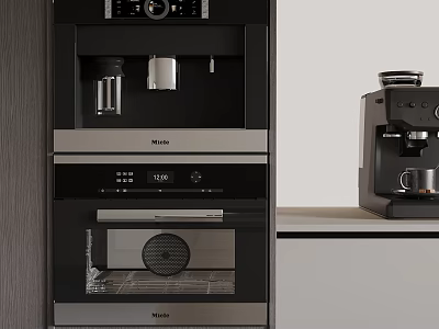 Modern Kitchen With Miele Built in Oven And Coffee Machine Appliances 3d model