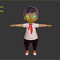 Cartoon Game Movie Character Boy With Brown Hair White Shirt Red Scarf Arms Outstretched
