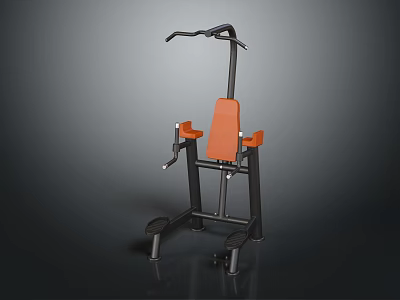 Orange Seat Black Frame Fitness Equipment With Adjustable Handles And Sturdy Base 3d model