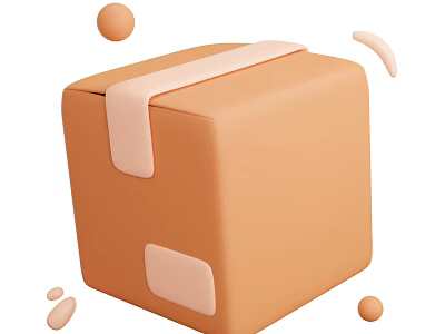 Minimalist Modern Decorative Ornament Set With Orange Cube Spherical And Curved Accents 3d model