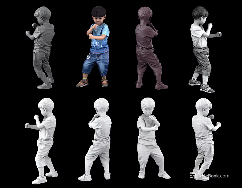Man Figure Display With Multiple Poses Different Angles And Various Colors 3d model