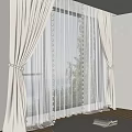 Beige Curtains With Sheer Panels And Polka Dot Details For Bright Window Interior