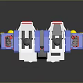 Game Movie Character Blue And White Mechanical Robot With Red Accents And Limb Design