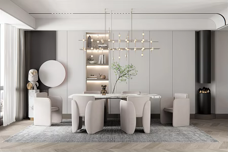Modern Restaurant Dining Table and Chair 3d model