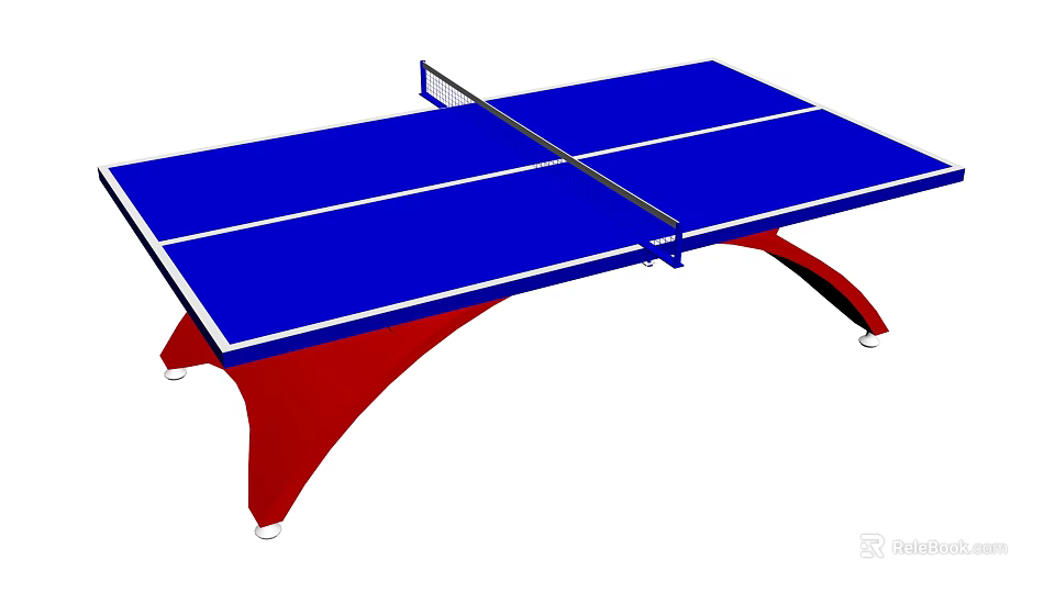 Blue Table Tennis Table With Red Frame And Net For Sports Equipment 3d model 