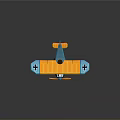 Space Themed Blue Yellow Biplane Model With Black Cross Wings And Propeller