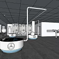 Modern Exhibition Hall With Futuristic Display Installations Modern Lighting Sleek Flooring And Visitors