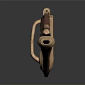 Ornamental Metal Weapon With Copper Golden Shiny Reflective Surface And Intricate Curved Design