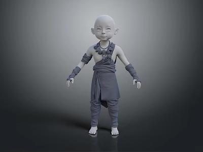 Modern Game Character Little Monk Monk Monk 3d model