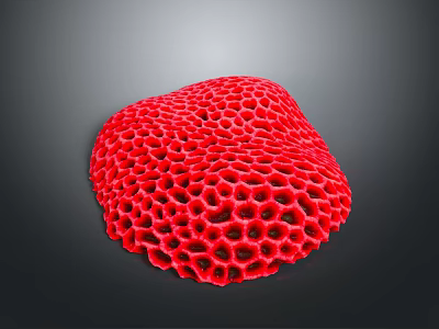 Healthy Vibrant Red Coral Polyps With Honeycomb Structure In Ocean Habitat 3d model