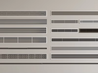 Various Modern Air Conditioner Vents With Different Grille Designs And Patterns 3d model