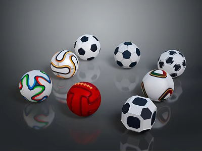 Assorted Colorful Soccer Balls And Cricket Ball With Diverse Patterns For Daily Use 3d model