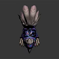 Fantasy Game Movie Character Armored Bird With Purple Black Armor White Pink Wings And Horned Head
