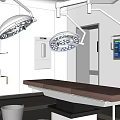 Modern Hospital Outpatient Operating Room Interior With Surgical Table Lights Medical Equipment And Digital Monitors